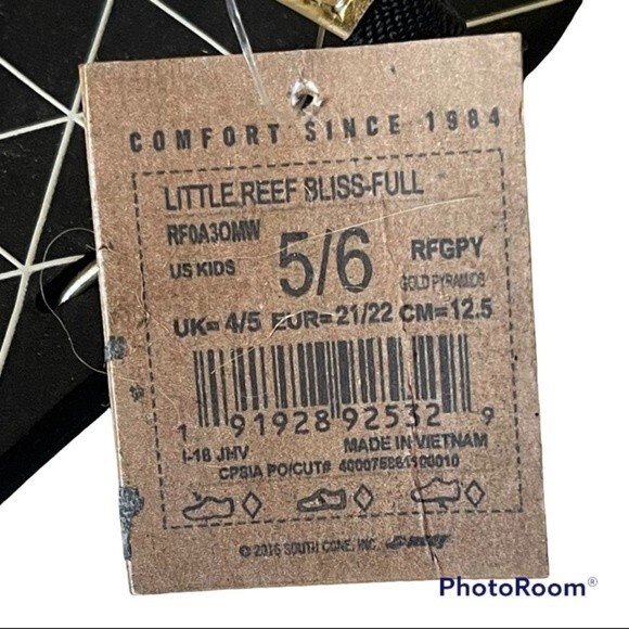 Reef Bliss-ful Baby Toddler Sandals Flip Flops Black Gold Strap - NWT - Picture 3 of 6